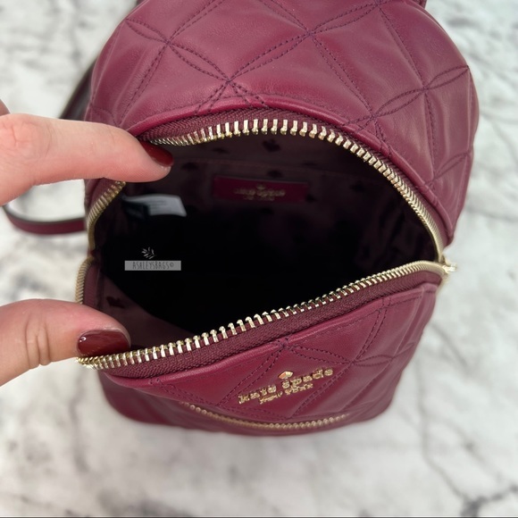 Kate Spade Natalia Burgundy Mini Convertible Leather Backpack - Picture 7 of 12